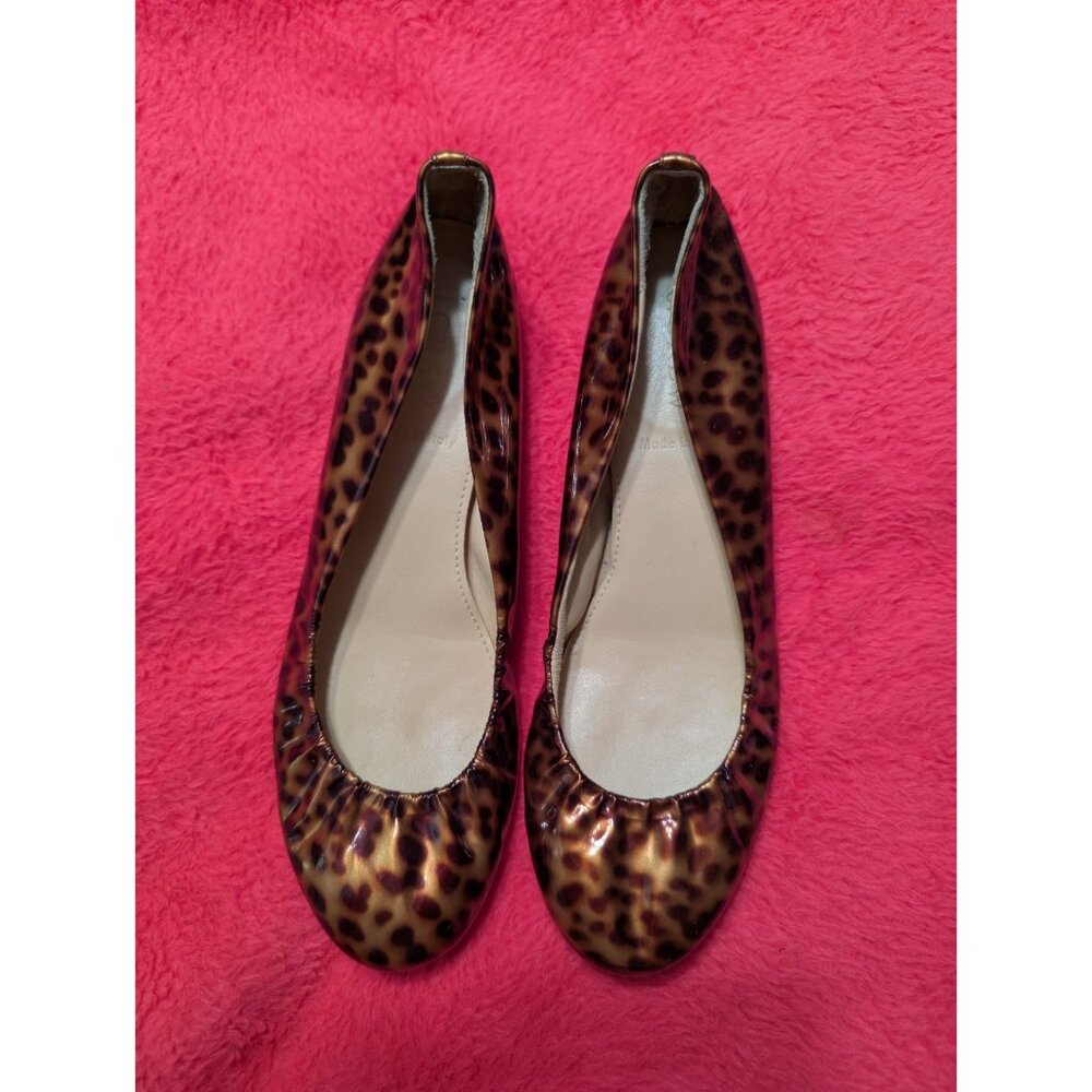 J.Crew CeCe Leopard Tortoise Patent Leather Ballet Flats Made in Italy Women’s 6
